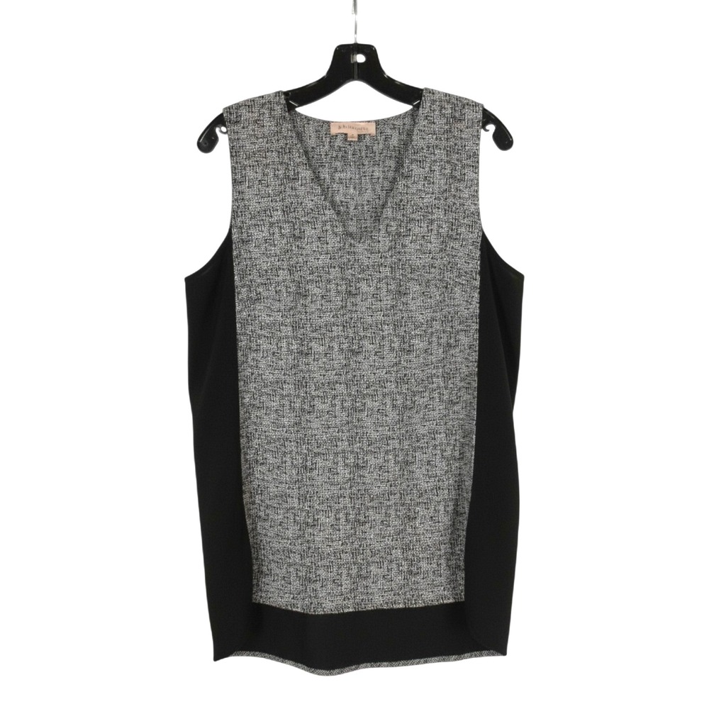 PHILOSOPHY Black/Gray GEORGETTE V-Neck SLEEVELESS Hi-Low BLOUSE/TUNIC TOP Sz M